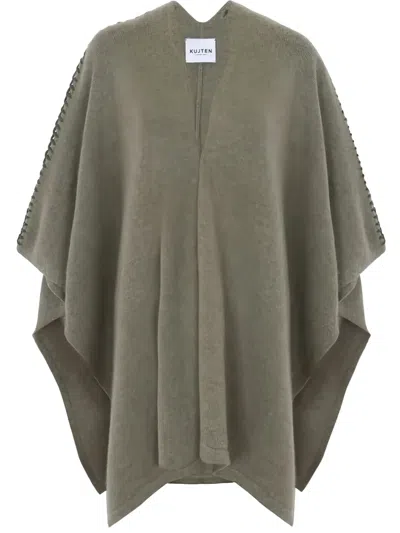 Kujten V-neck Embellished Cape In Green