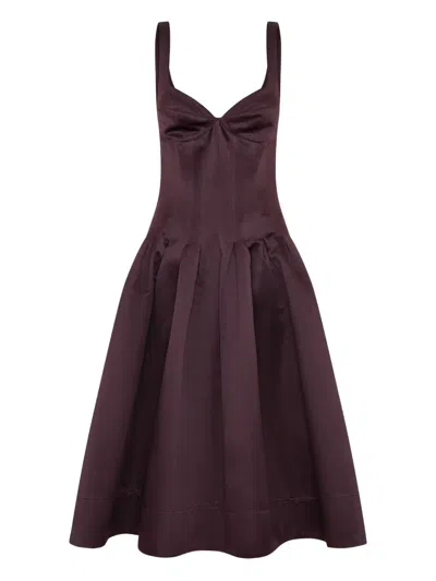 Nicholas Cory Sleeveless Pleated Corset Midi Dress In Purple