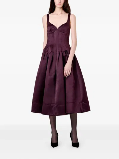 Nicholas Cory Sleeveless Pleated Corset Midi Dress In Purple