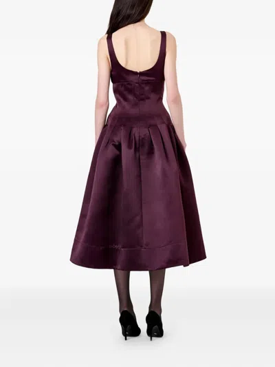 Nicholas Cory Sleeveless Pleated Corset Midi Dress In Purple