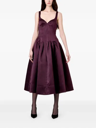 Nicholas Cory Sleeveless Pleated Corset Midi Dress In Purple