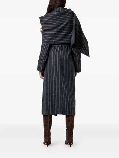 Nicholas Candice Pinstripe Belted Coat In Blue