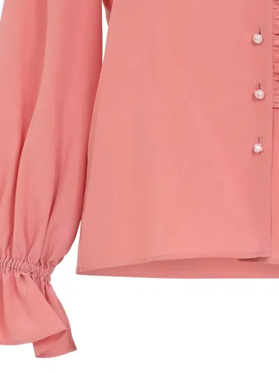 Chloé Bertha-collar Ruffle Button-down Silk Blouse In Pink