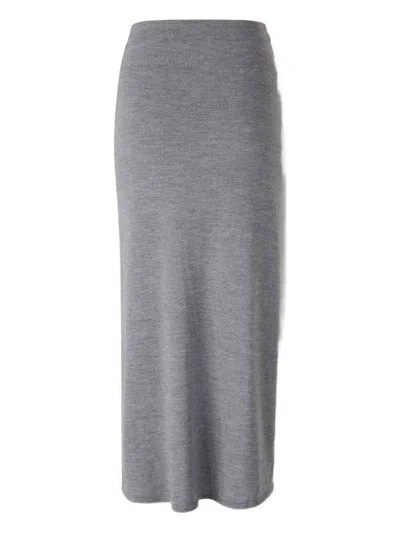 Staud Wilma Ruched Midi Skirt In Gray