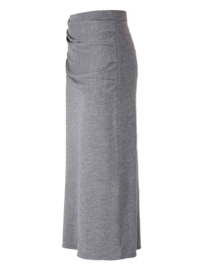 Staud Wilma Ruched Midi Skirt In Gray
