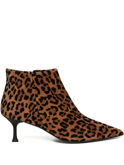 Giuliano Galiano Animal-print Heeled Boots In Brown