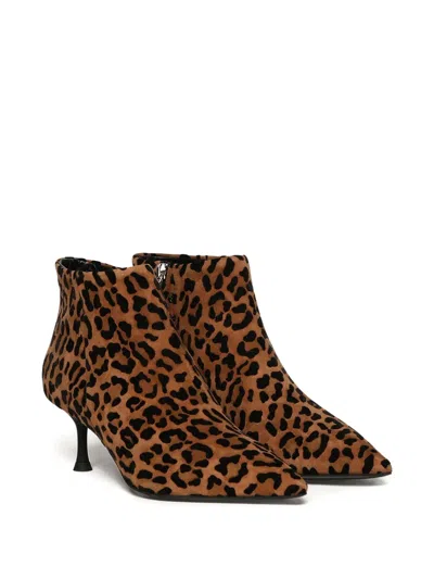 Giuliano Galiano Animal-print Heeled Boots In Brown