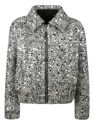 Add Sequin-embellished Jacket In Silver