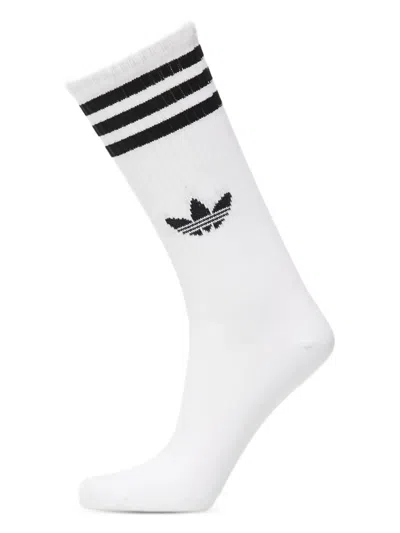 Adidas Originals 3-stripes High Crew Socks (pack Of Three) In White