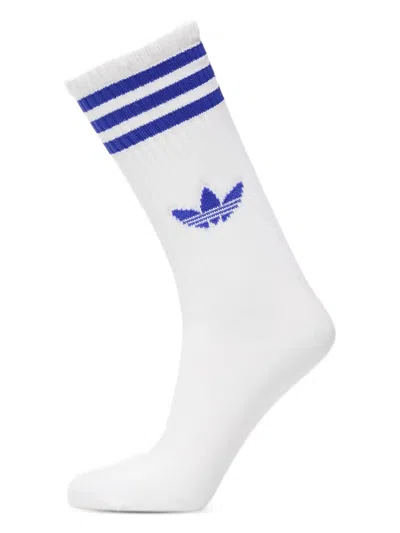 Adidas Originals 3-stripes High Crew Socks (pack Of Three) In White