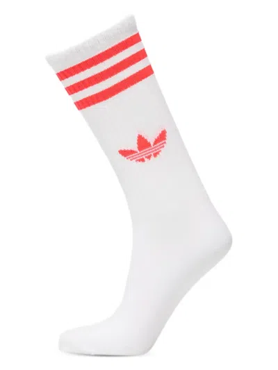 Adidas Originals 3-stripes High Crew Socks (pack Of Three) In White