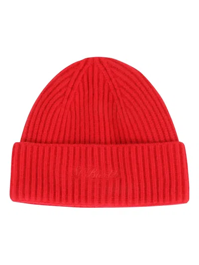 Mc2 Saint Barth Ribbed Velvet Beanie Pouch (set Of Two) In Red