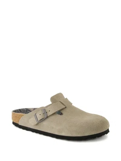 Birkenstock Buckle Boston Mules In Brown