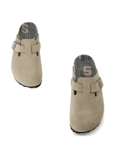 Birkenstock Buckle Boston Mules In Brown