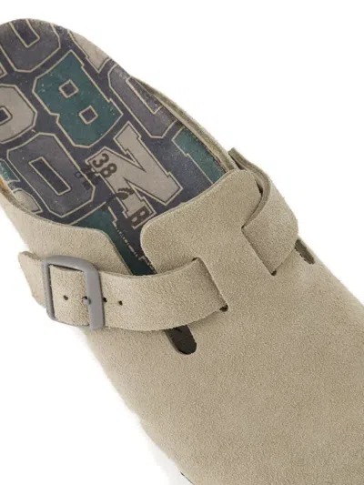 Birkenstock Buckle Boston Mules In Brown