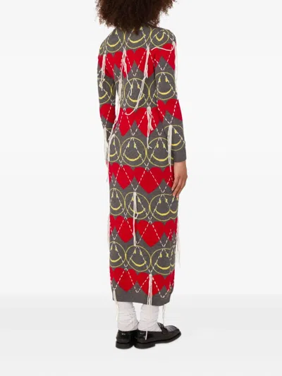 Moschino Heart-pattern Midi Dress In Gray