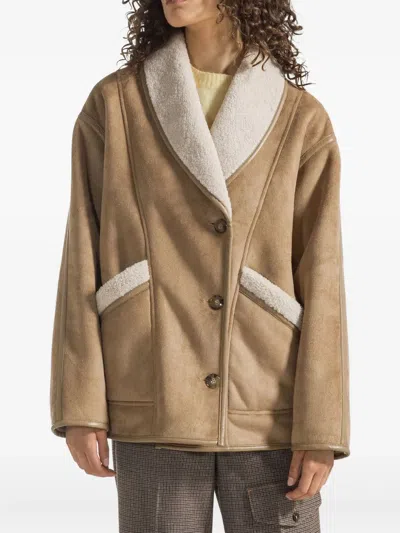 Seventy Faux-shearling-collar Jacket In Brown