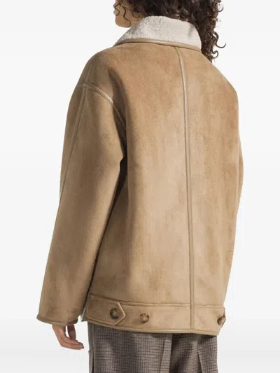 Seventy Faux-shearling-collar Jacket In Brown