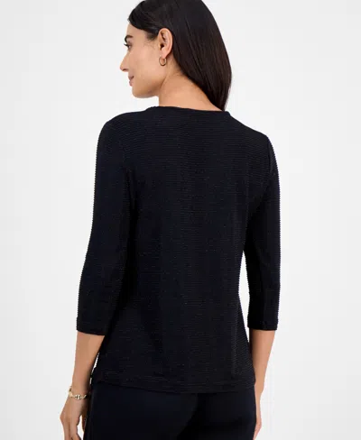 Jm Collection Petite Shine Stripe Jacquard Keyhole Top, Macy's Exclusive In Multi