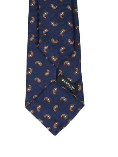 Kiton Paisley-pattern Tie In Blue