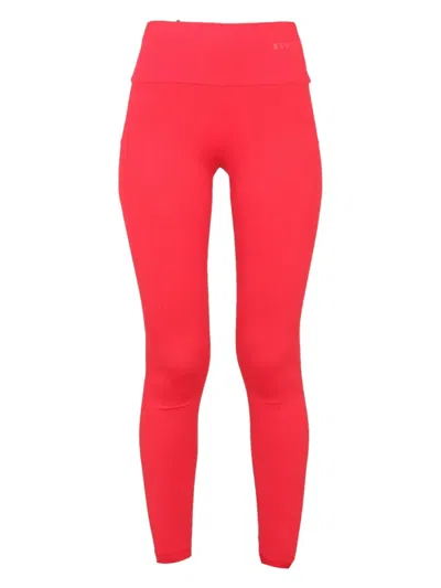 Msgm Logo Leggings With Elastic High Waistband In Pink