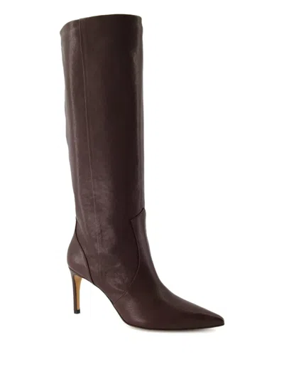 Iro Pointed Leather Boots In Brown