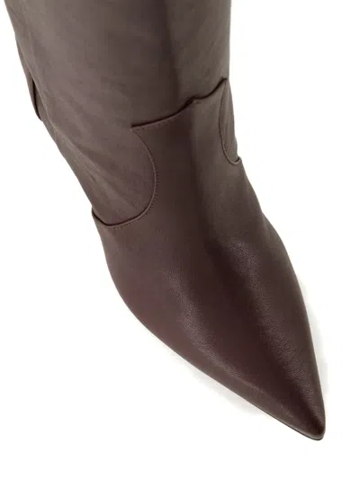 Iro Pointed Leather Boots In Brown