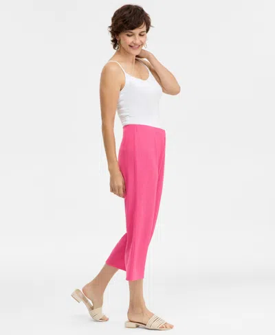 Jm Collection Women's Textured Knit Cropped Pants, Macy's Exclusive In Pink