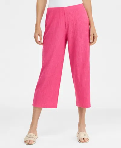 Jm Collection Women's Textured Knit Cropped Pants, Macy's Exclusive In Pink