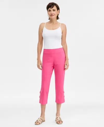 Jm Collection Women's Side Lace-up Pull-on Capri Pants, Created For Macy's In White