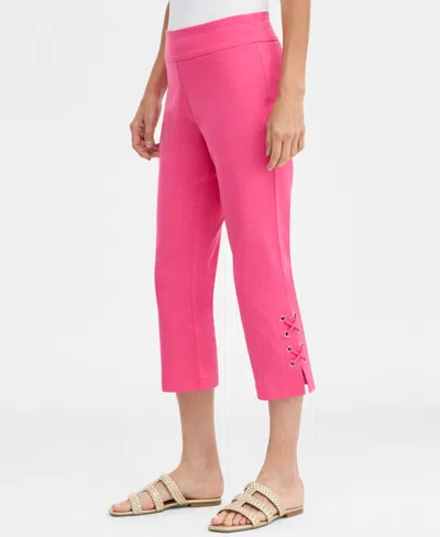 Jm Collection Women's Side Lace-up Pull-on Capri Pants, Created For Macy's In White