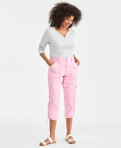 Style & Co Women's Mid-rise Cargo Capri Pants, Exclusively At Macy's In Pink