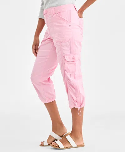 Style & Co Women's Mid-rise Cargo Capri Pants, Exclusively At Macy's In Pink