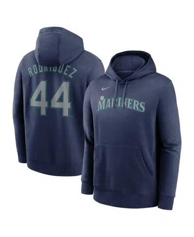 Nike Men's Julio Rodriguez Navy Seattle Mariners Player Name Number Club Fleece Pullover Hoodie In Blue