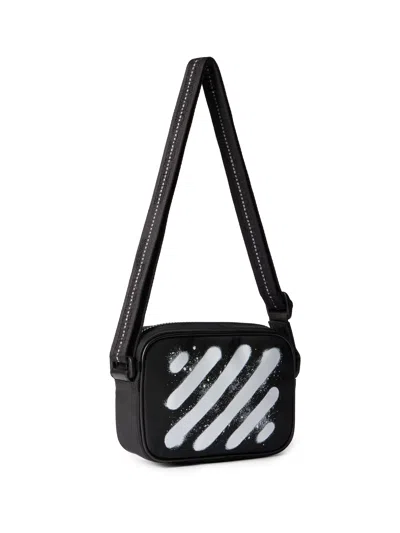 Off-white Black And White Diag Spray Polyamide Camera Bag In Multi