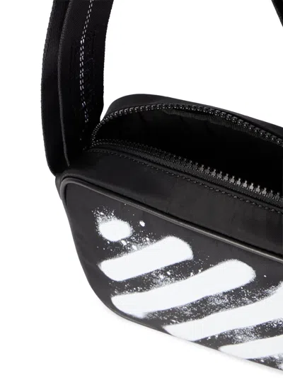 Off-white Black And White Diag Spray Polyamide Camera Bag In Multi