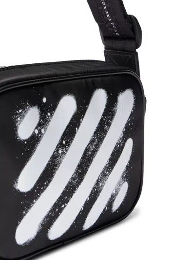 Off-white Black And White Diag Spray Polyamide Camera Bag In Multi