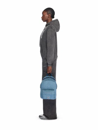 Off-white Jitney Backpack Quote Denim In Blue