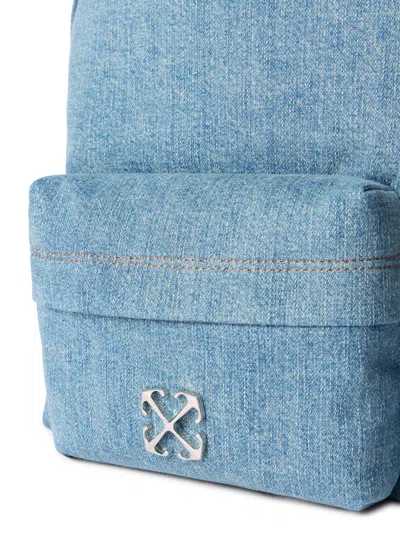 Off-white Jitney Backpack Quote Denim In Blue