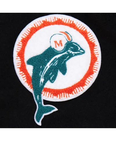Mitchell & Ness Men's Black Miami Dolphins Blackout Collection Vintage Logo Full-snap Varsity Jacket In Black