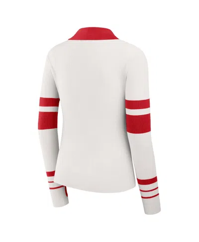 Wear By Erin Andrews Women's White San Francisco 49ers Ribbed Henley Polo Shirt In White