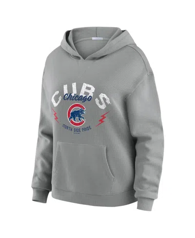 Wear By Erin Andrews Women's 2-piece Gray Chicago Cubs Waffle-knit Long-sleeve Hoodie And Lounge Pant Set In Gray