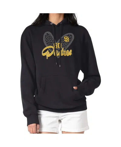 G-iii 4her By Carl Banks Women's Black San Diego Padres Leopard Heart Pullover Hoodie In Black