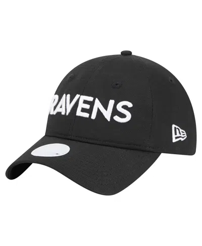 New Era Women's Black Baltimore Ravens Cece 9twenty Adjustable Hat In Black
