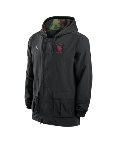 Jordan Men's Black Oklahoma Sooners 2025 Ncaa Military Appreciation Full-snap Jacket In Black