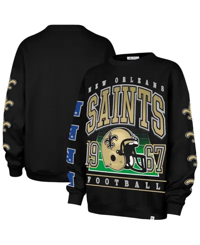 47 Brand Women's Black New Orleans Saints Go Big Oversized Pullover Sweatshirt In Black