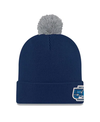 New Era Men's College Navy Seattle Seahawks 50th Season Cuffed Pom Knit Hat In Blue