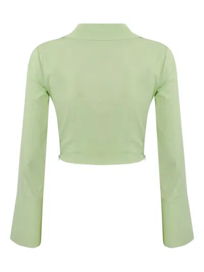 Elisabetta Franchi Split-sleeve Top In Green
