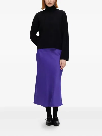 Selected Smooth Midi Skirt In Purple