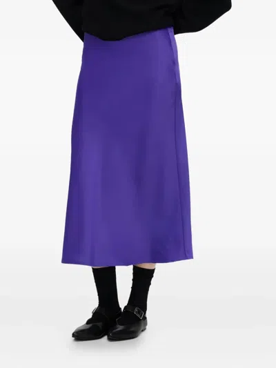Selected Smooth Midi Skirt In Purple